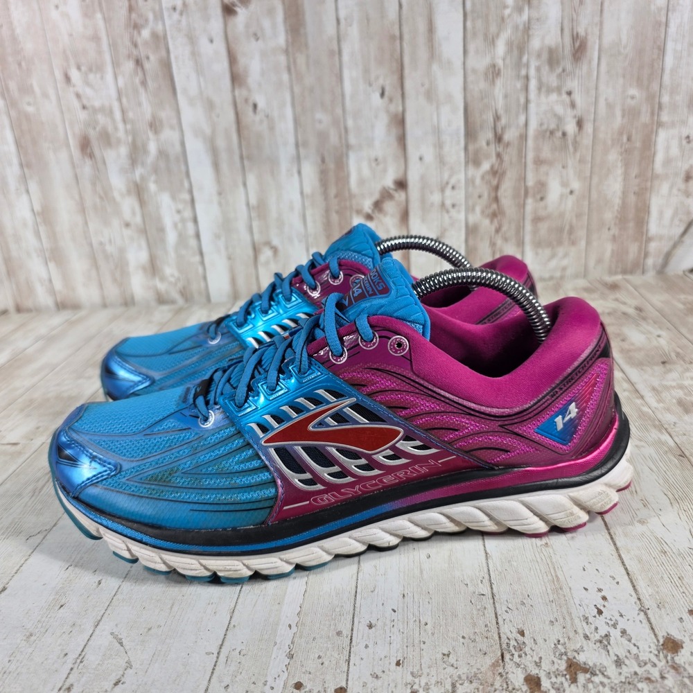 Brooks Glycerin 14 Womens Running Shoes Blue Pink Purple 1202171B490 Size 11 - Picture 4 of 8